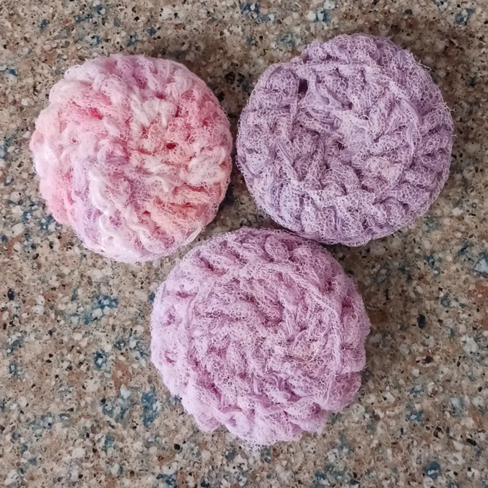 Hostess Set 5 dishcloths 3 scrubbies crochet handmade Purple Pink Spring
